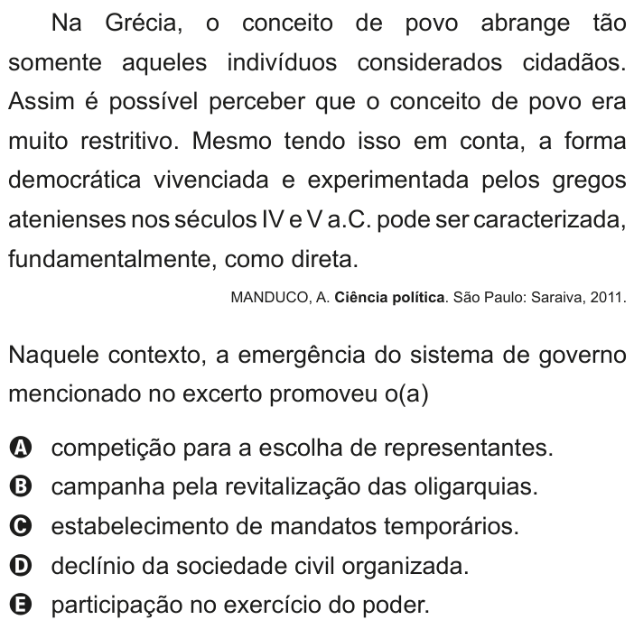 Questão 87 no caderno Azul do ENEM 2020