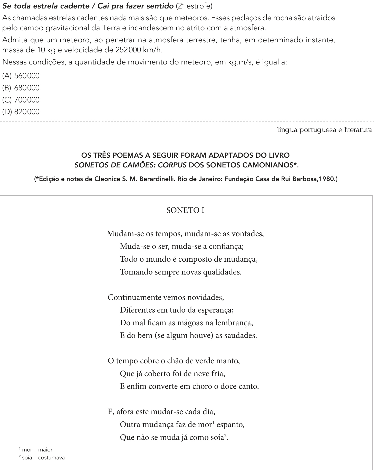 Questão 4 no caderno Exame Único da UERJ 2022