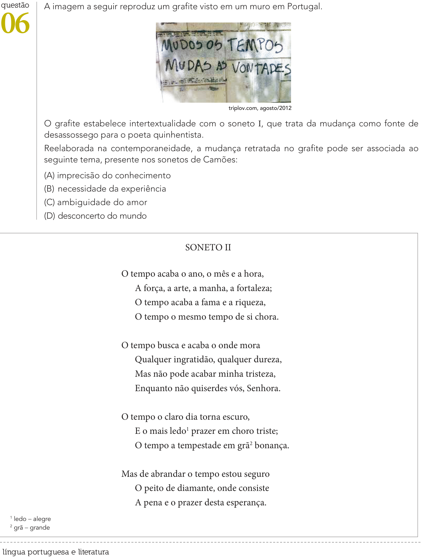Questão 6 no caderno Exame Único da UERJ 2022