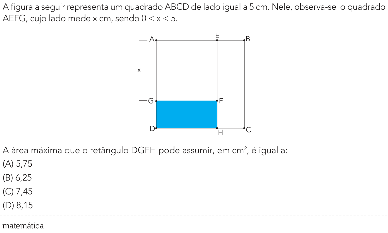 Questão 22 no caderno Exame Único da UERJ 2022