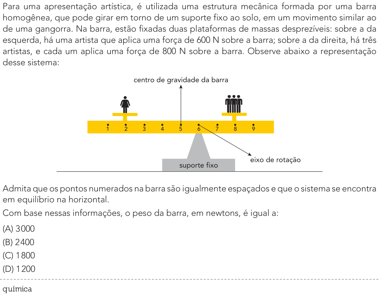 Questão 39 no caderno Exame Único da UERJ 2022