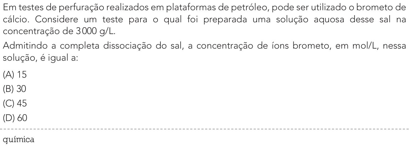 Questão 42 no caderno Exame Único da UERJ 2022