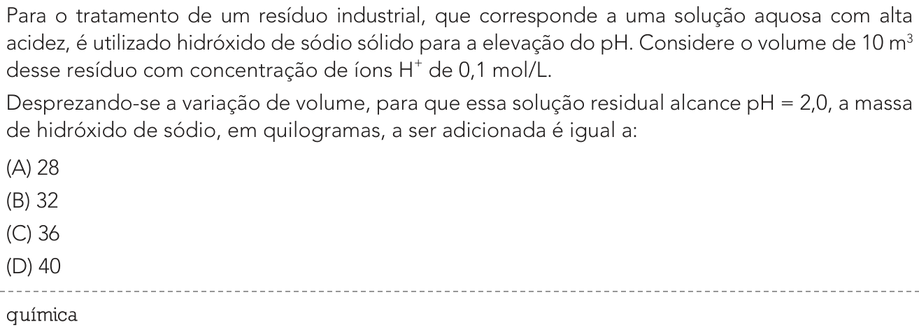 Questão 45 no caderno Exame Único da UERJ 2022