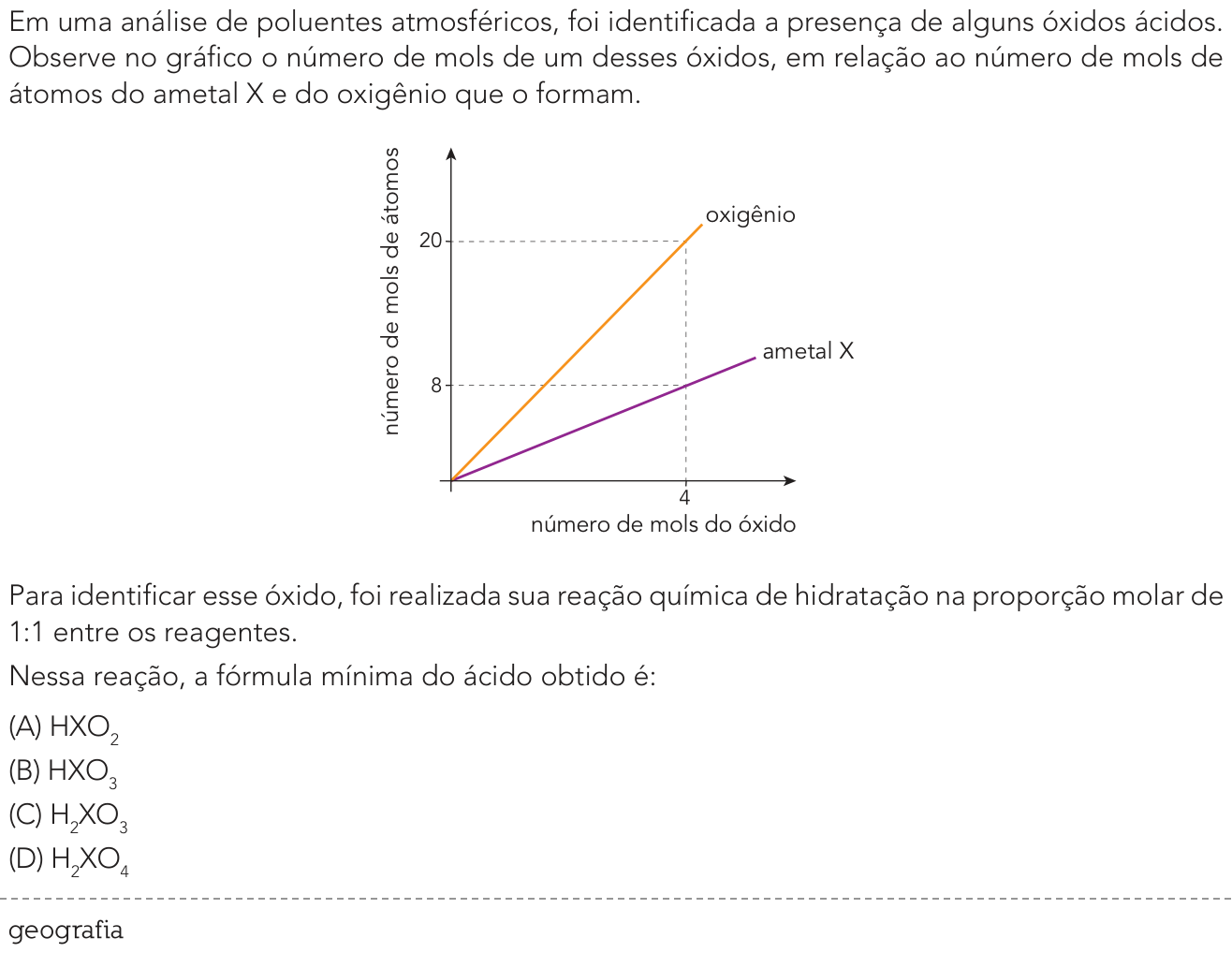 Questão 46 no caderno Exame Único da UERJ 2022