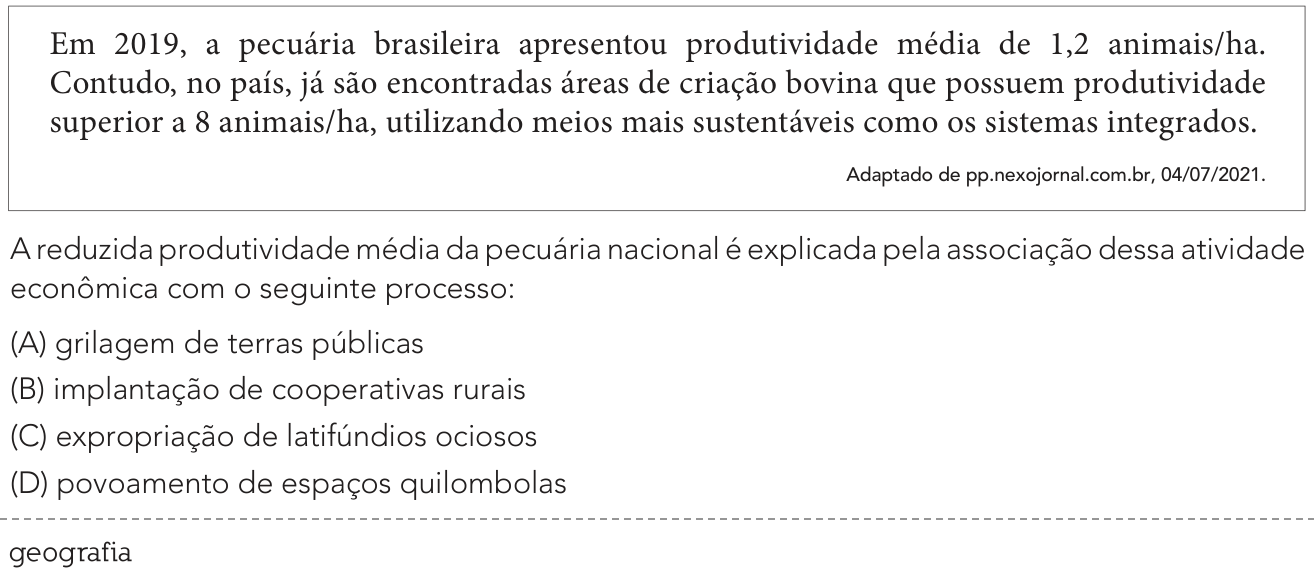 Questão 49 no caderno Exame Único da UERJ 2022