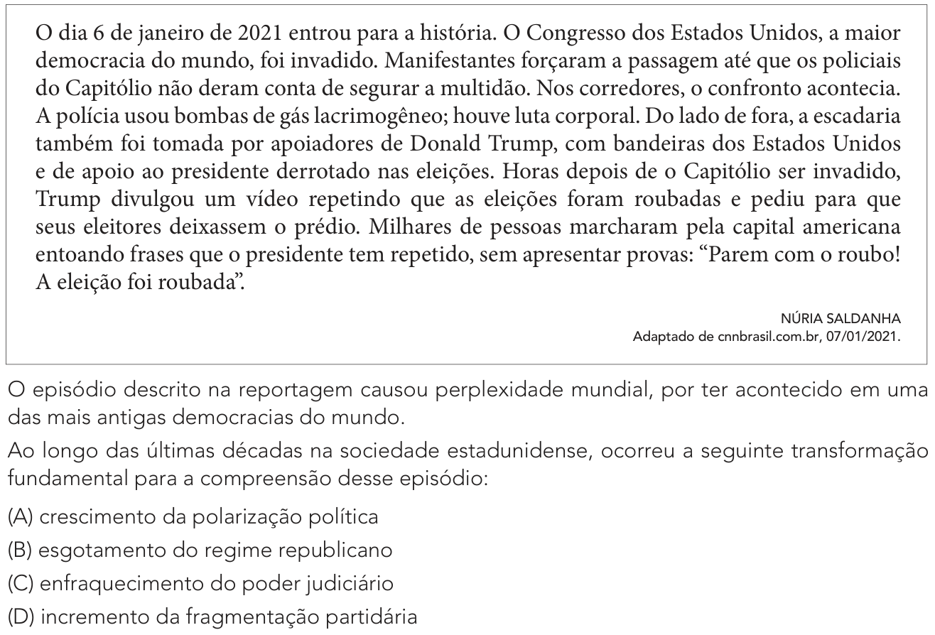Questão 51 no caderno Exame Único da UERJ 2022