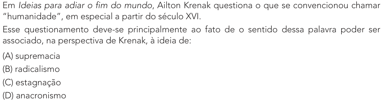 Questão 1 no caderno Exame Único da UERJ 2023