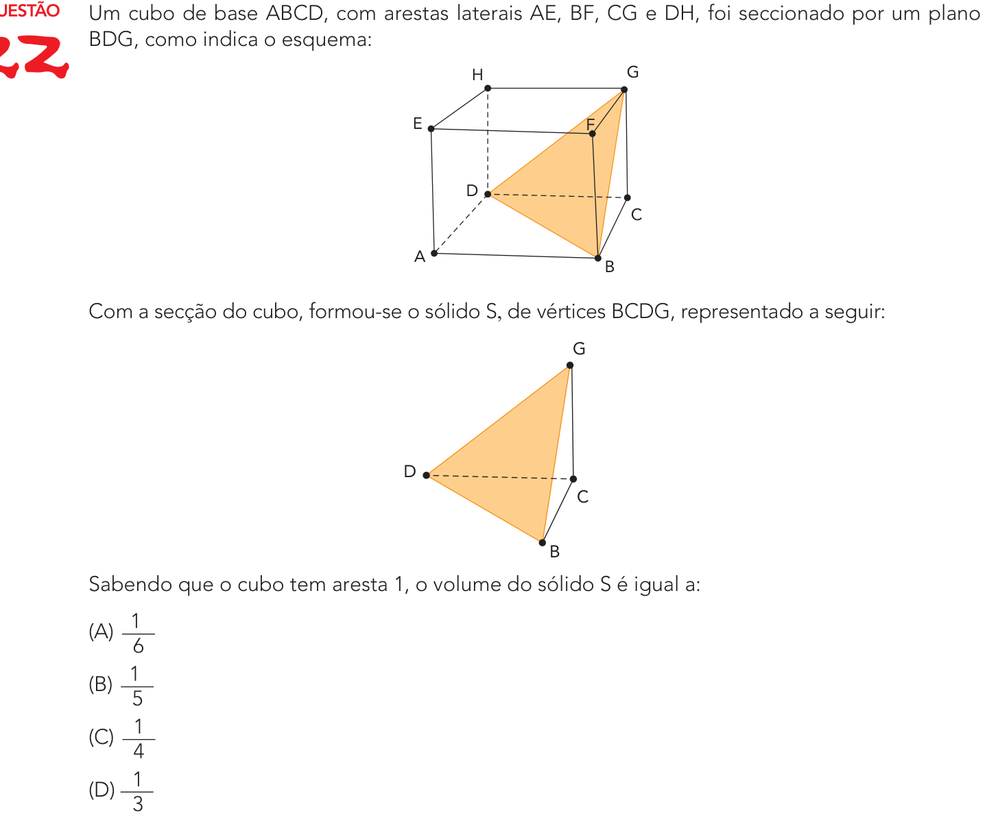 Questão 22 no caderno Exame Único da UERJ 2023