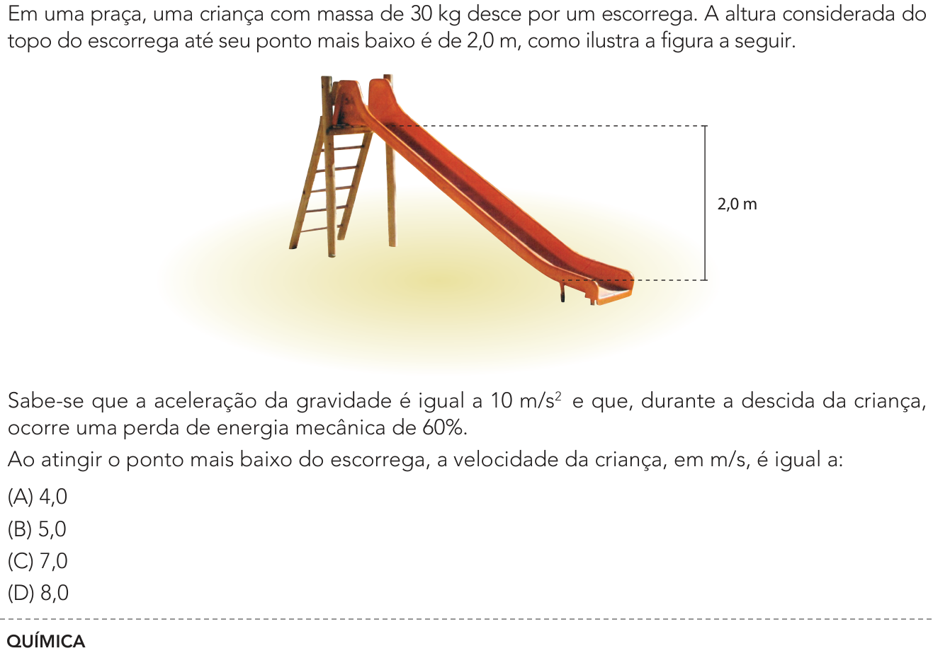 Questão 39 no caderno Exame Único da UERJ 2023