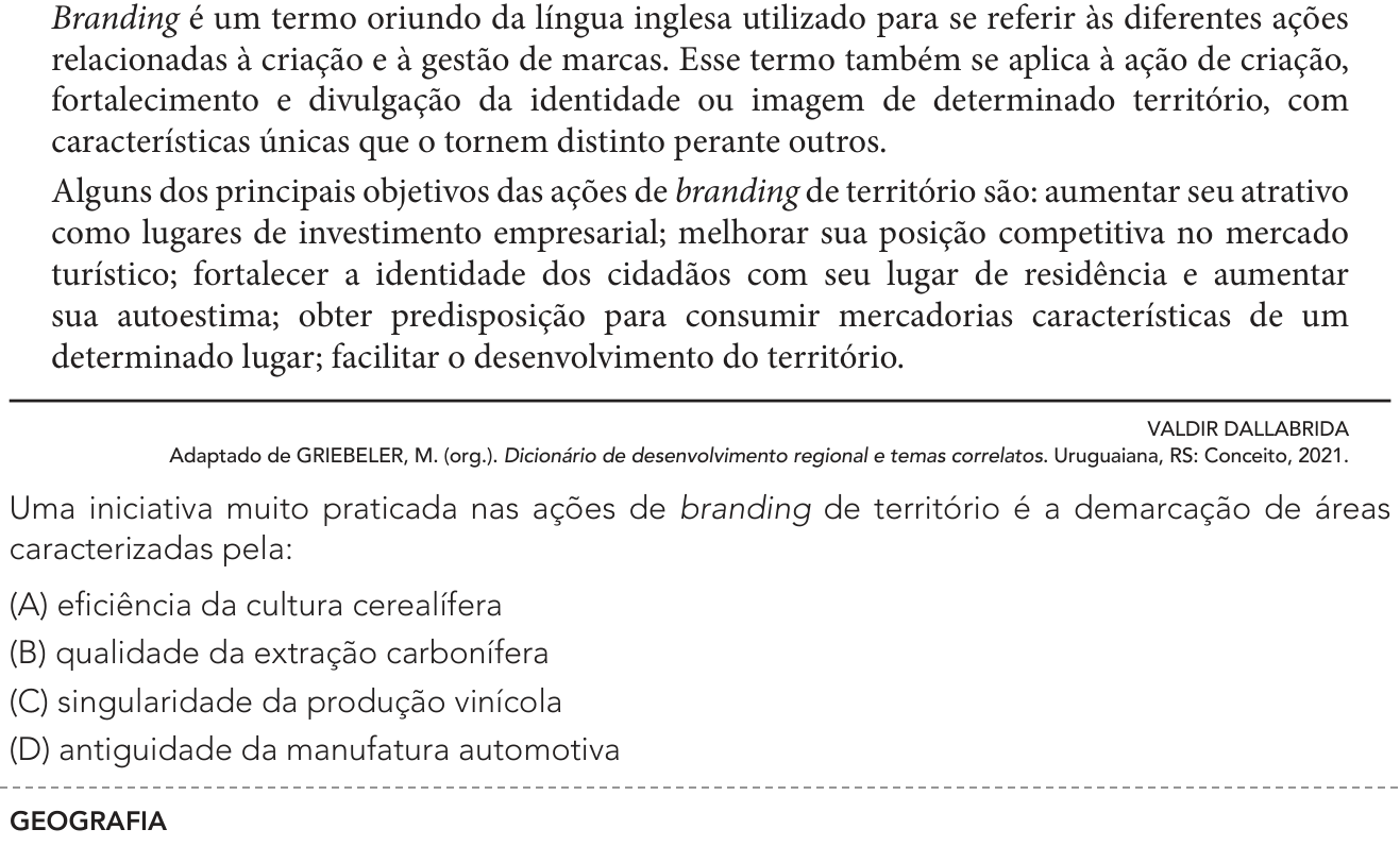 Questão 51 no caderno Exame Único da UERJ 2023