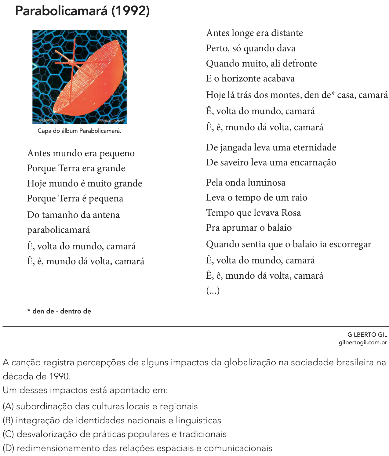 Questão 57 no caderno Exame Único da UERJ 2023