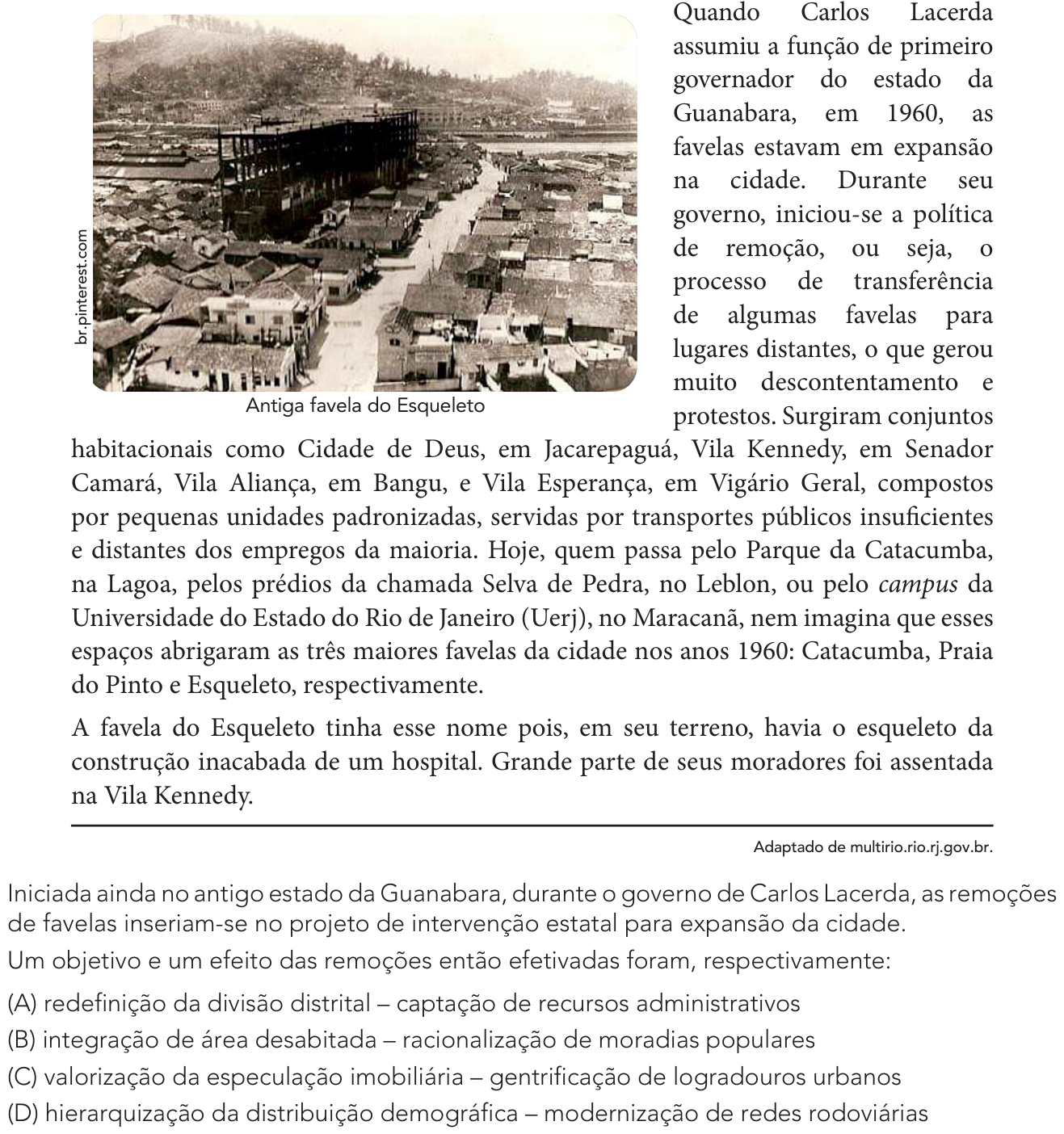 Questão 60 no caderno Exame Único da UERJ 2023