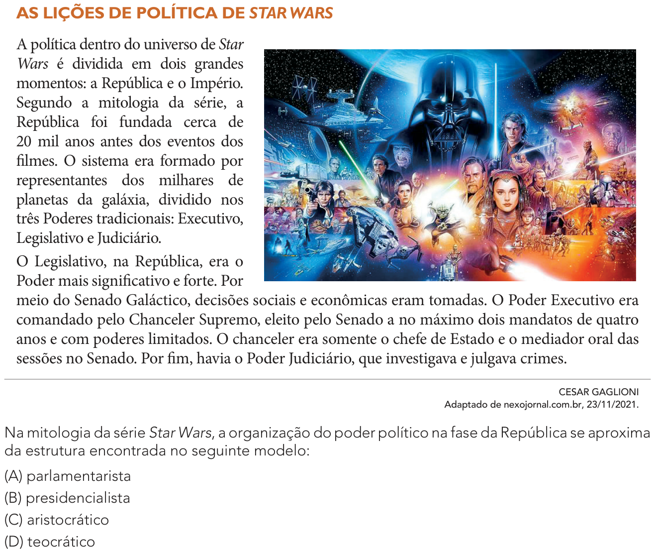 Questão 57 no caderno 1º Exame de Qualificação da UERJ 2024