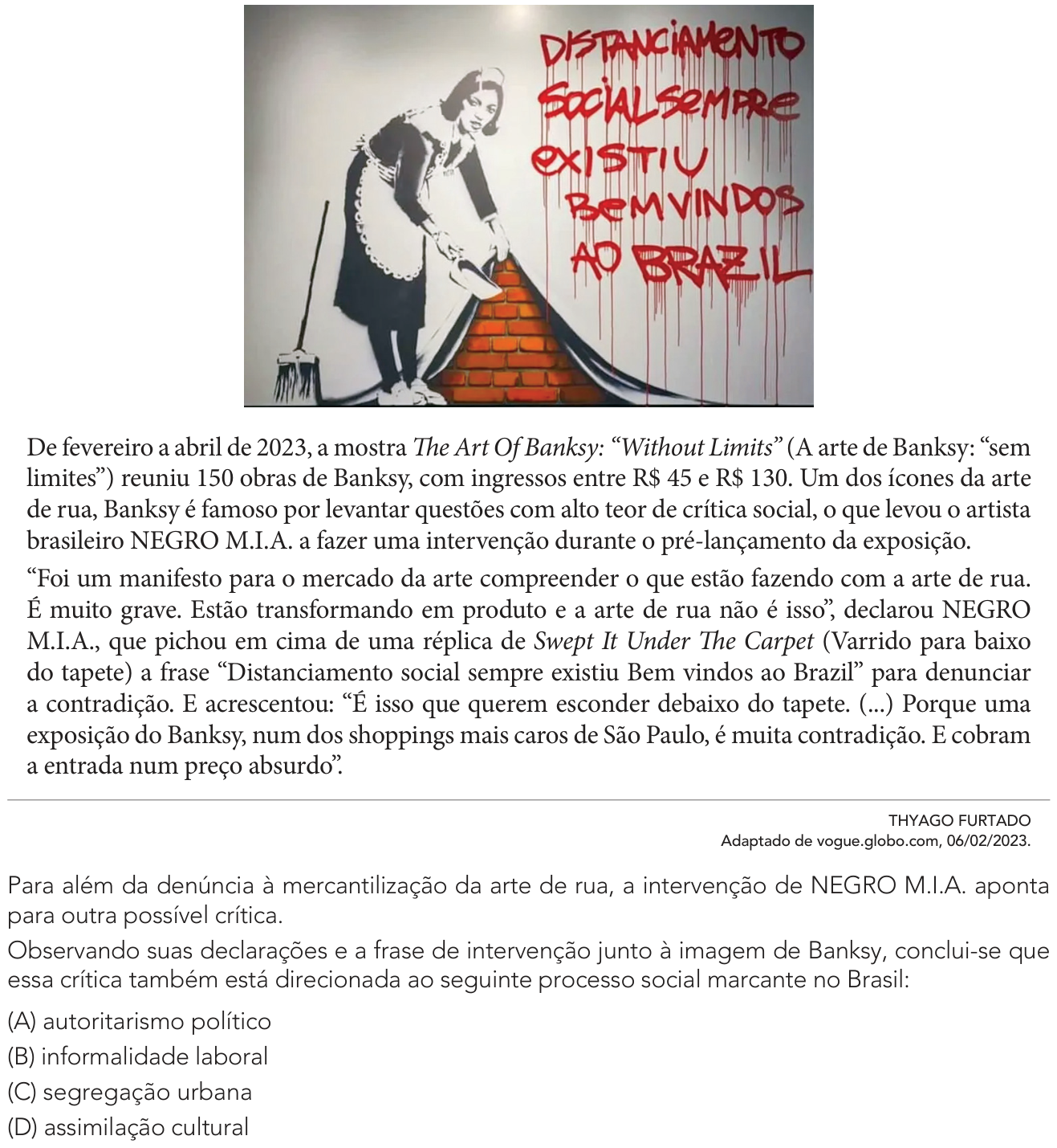 Questão 53 no caderno 1º Exame de Qualificação da UERJ 2025