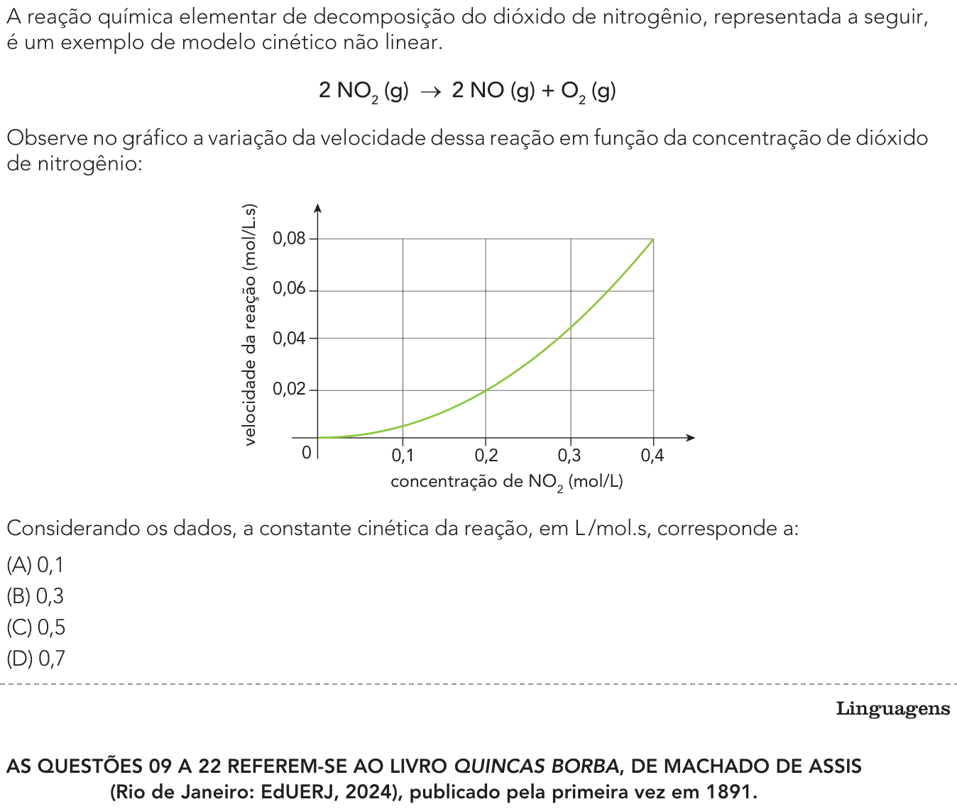 Questão 8 no caderno 2º Exame de Qualificação da UERJ 2025