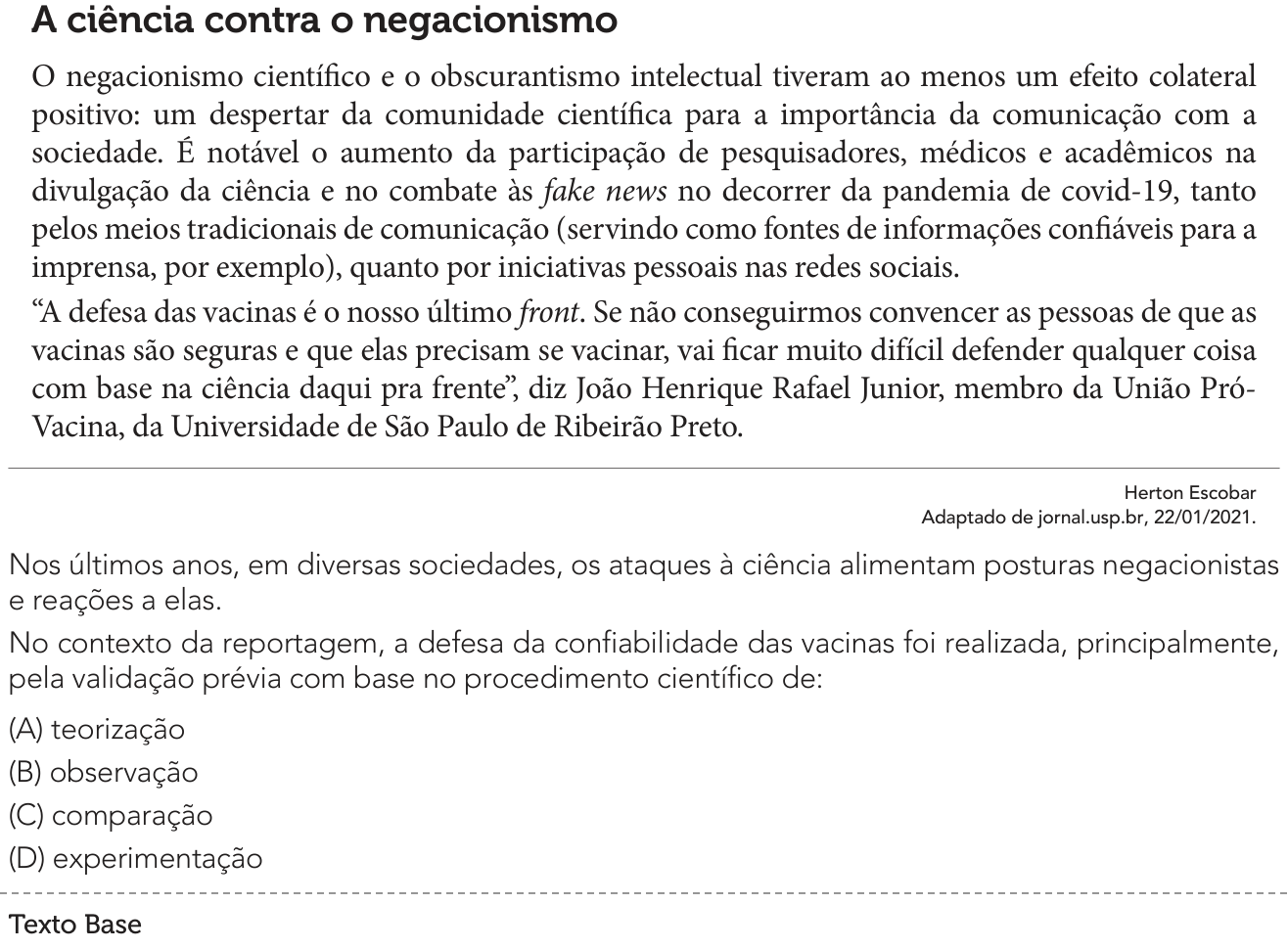 Questão 7 no caderno 2º Exame de Qualificação da UERJ 2026