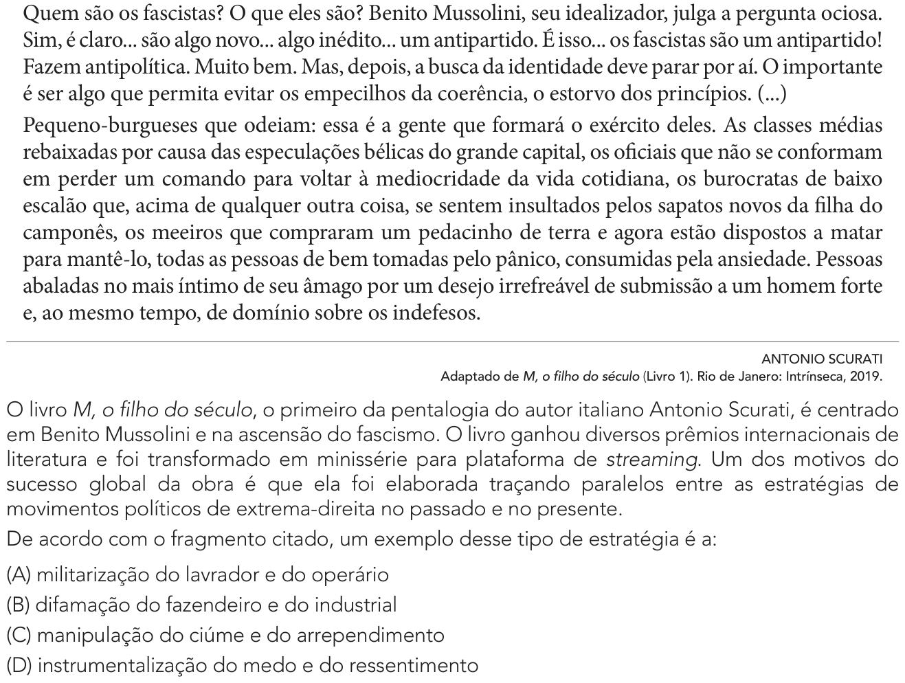 Questão 53 no caderno 1º Exame de Qualificação da UERJ 2027