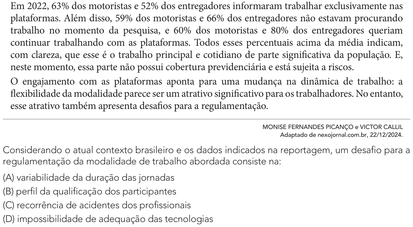 Questão 55 no caderno 1º Exame de Qualificação da UERJ 2027