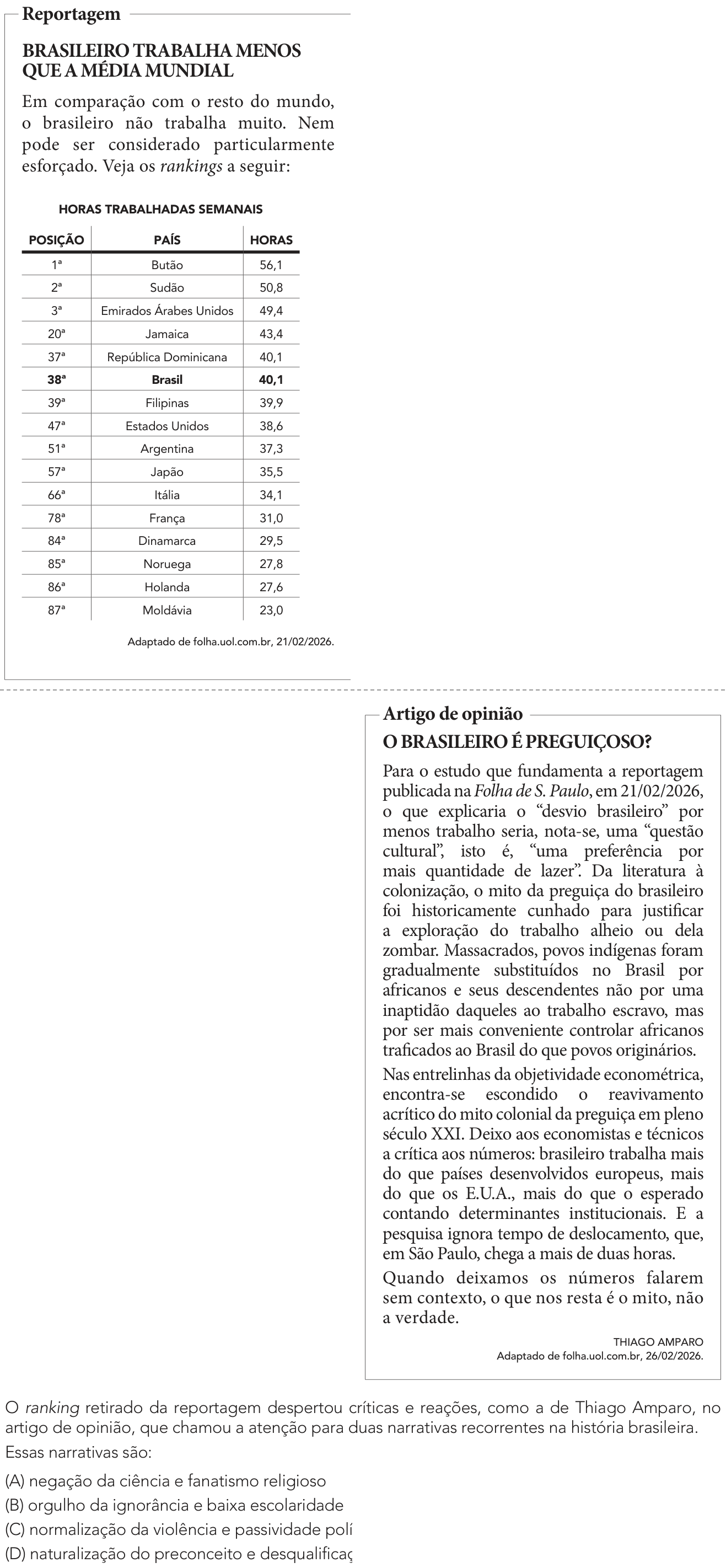 Questão 56 no caderno 1º Exame de Qualificação da UERJ 2027