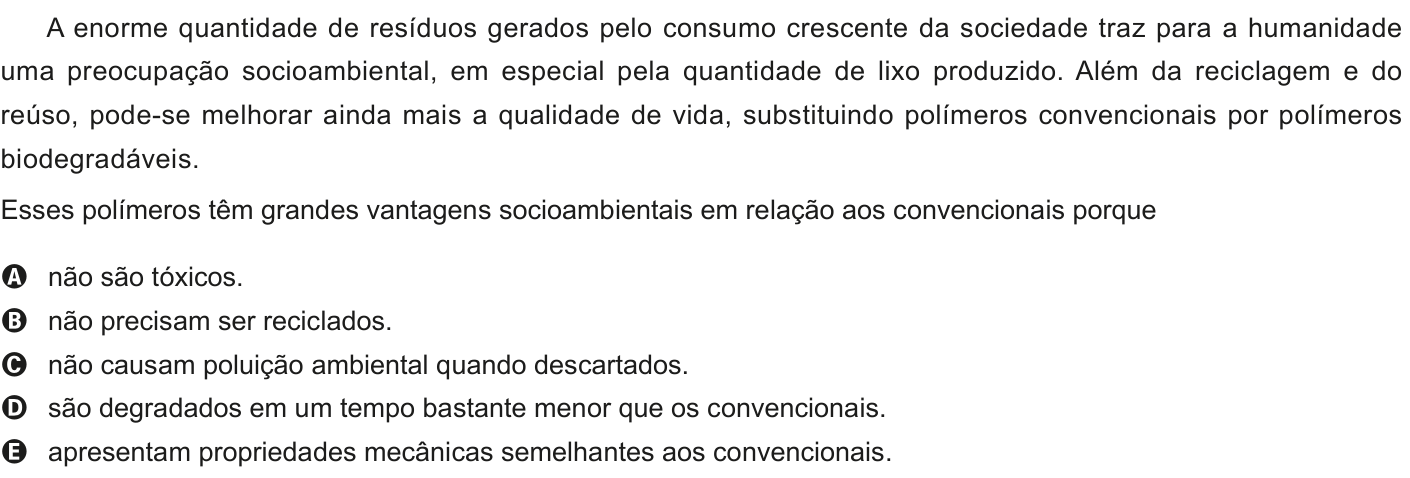 Questão 92 no caderno Azul do ENEM 2020