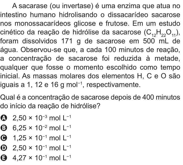 Questão 96 no caderno Azul do ENEM 2020