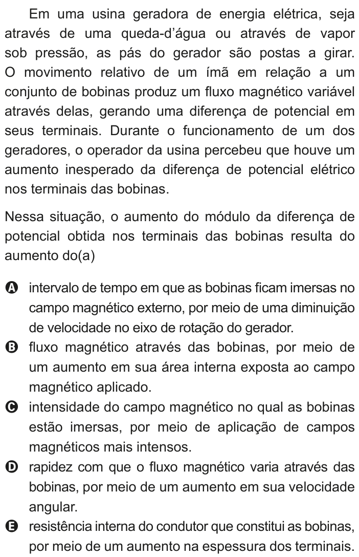 Questão 98 no caderno Azul do ENEM 2020