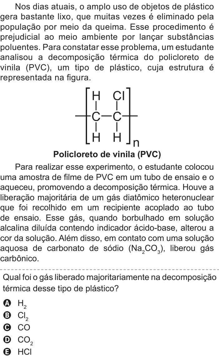 Questão 100 no caderno Azul do ENEM 2020