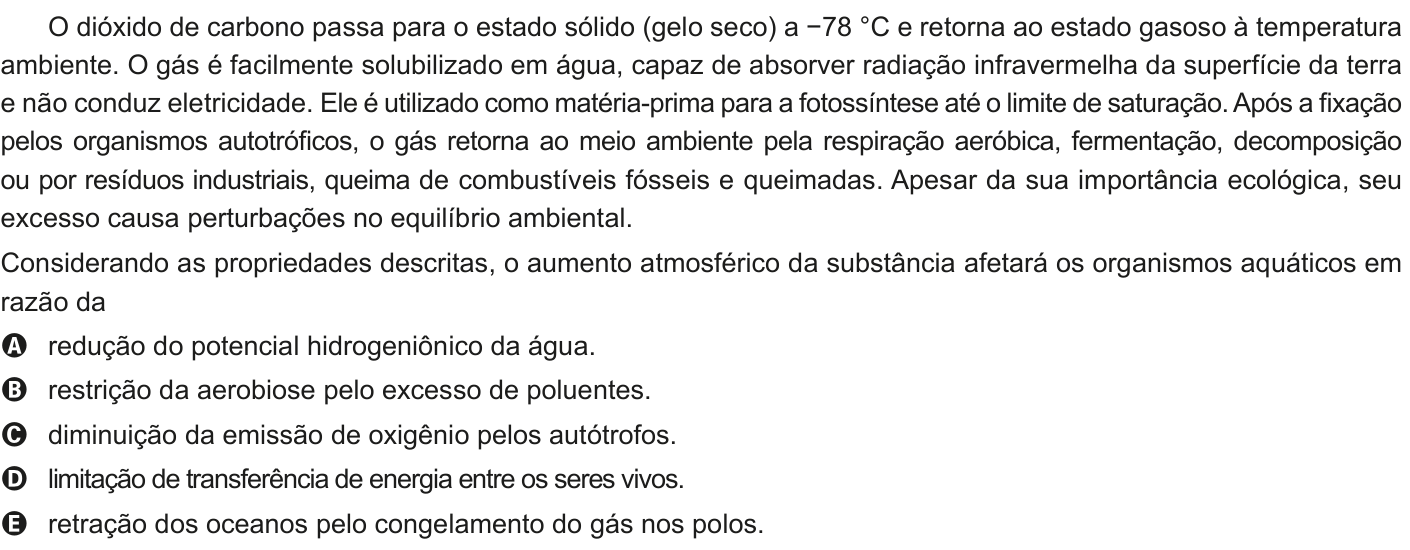Questão 103 no caderno Azul do ENEM 2020