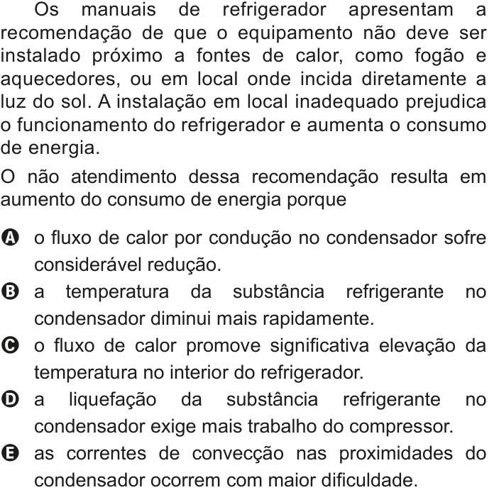 Questão 105 no caderno Azul do ENEM 2020