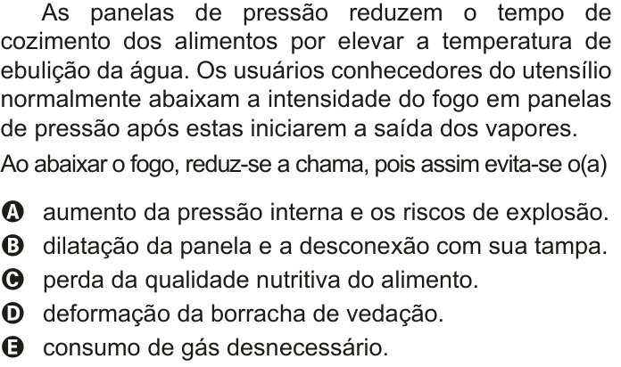 Questão 109 no caderno Azul do ENEM 2020
