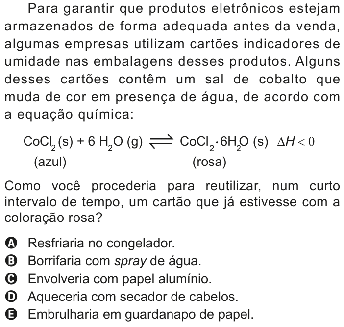 Questão 112 no caderno Azul do ENEM 2020