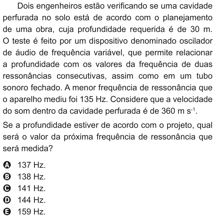 Questão 114 no caderno Azul do ENEM 2020