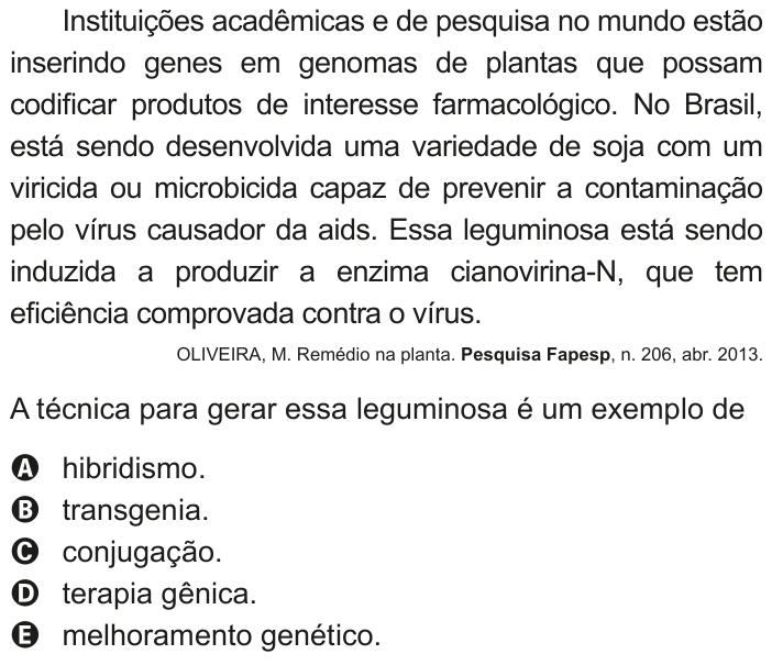 Questão 115 no caderno Azul do ENEM 2020