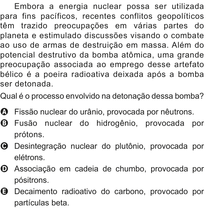 Questão 126 no caderno Azul do ENEM 2020