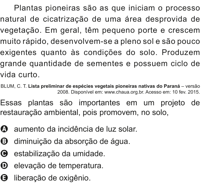 Questão 127 no caderno Azul do ENEM 2020