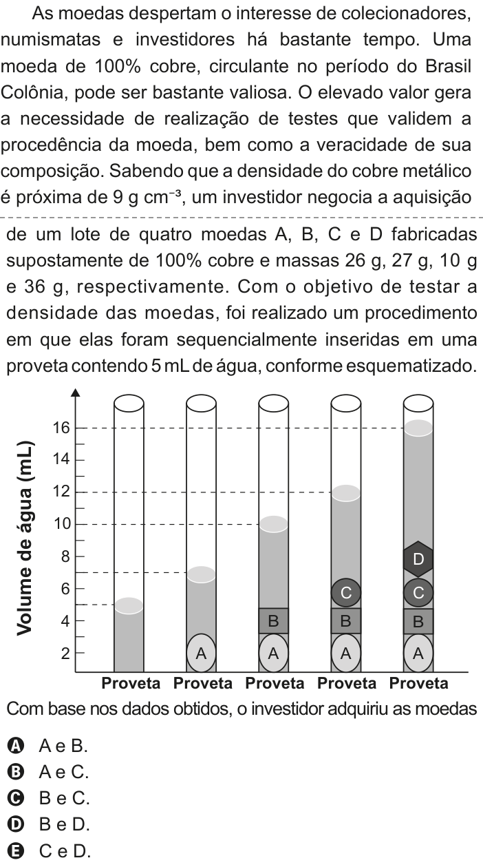Questão 134 no caderno Azul do ENEM 2020