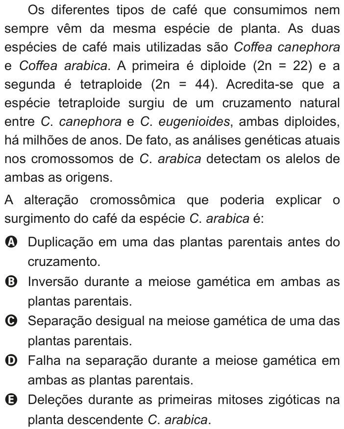 Questão 135 no caderno Azul do ENEM 2020