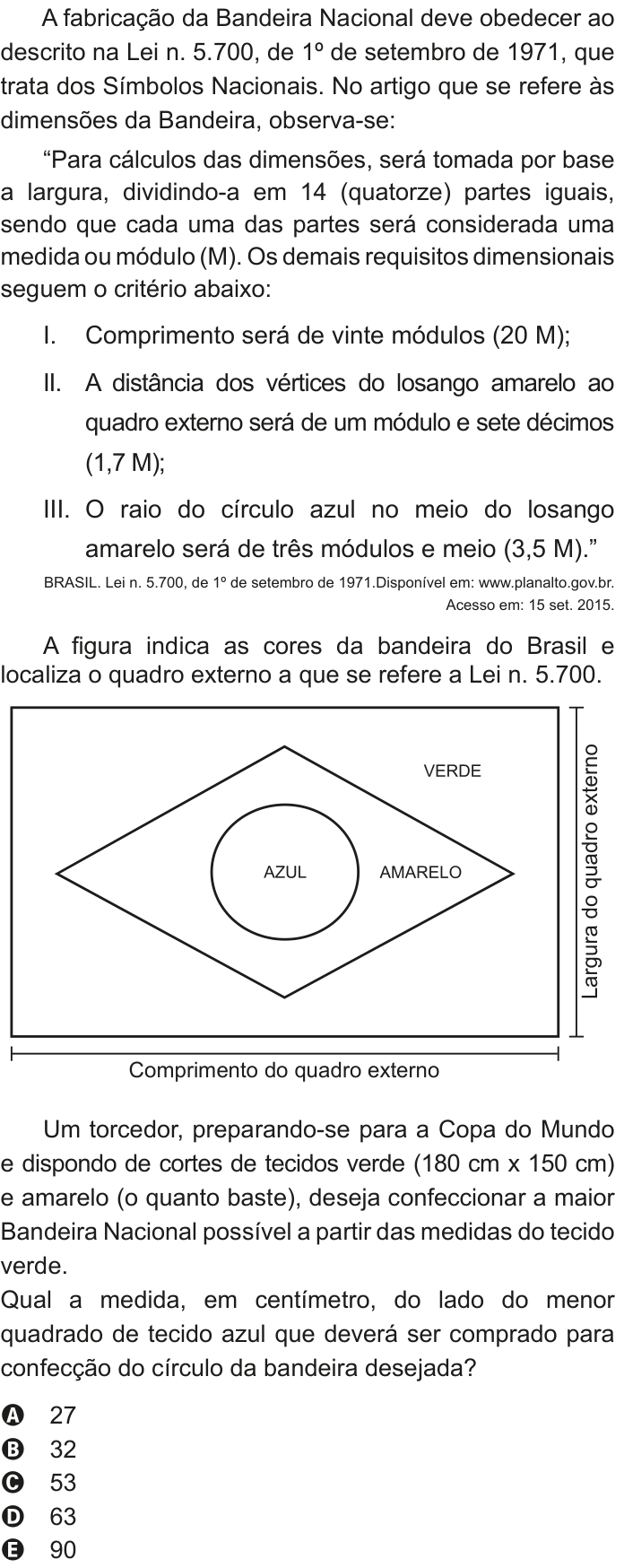 Questão 136 no caderno Azul do ENEM 2020