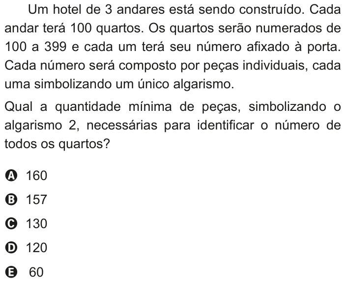 Questão 141 no caderno Azul do ENEM 2020