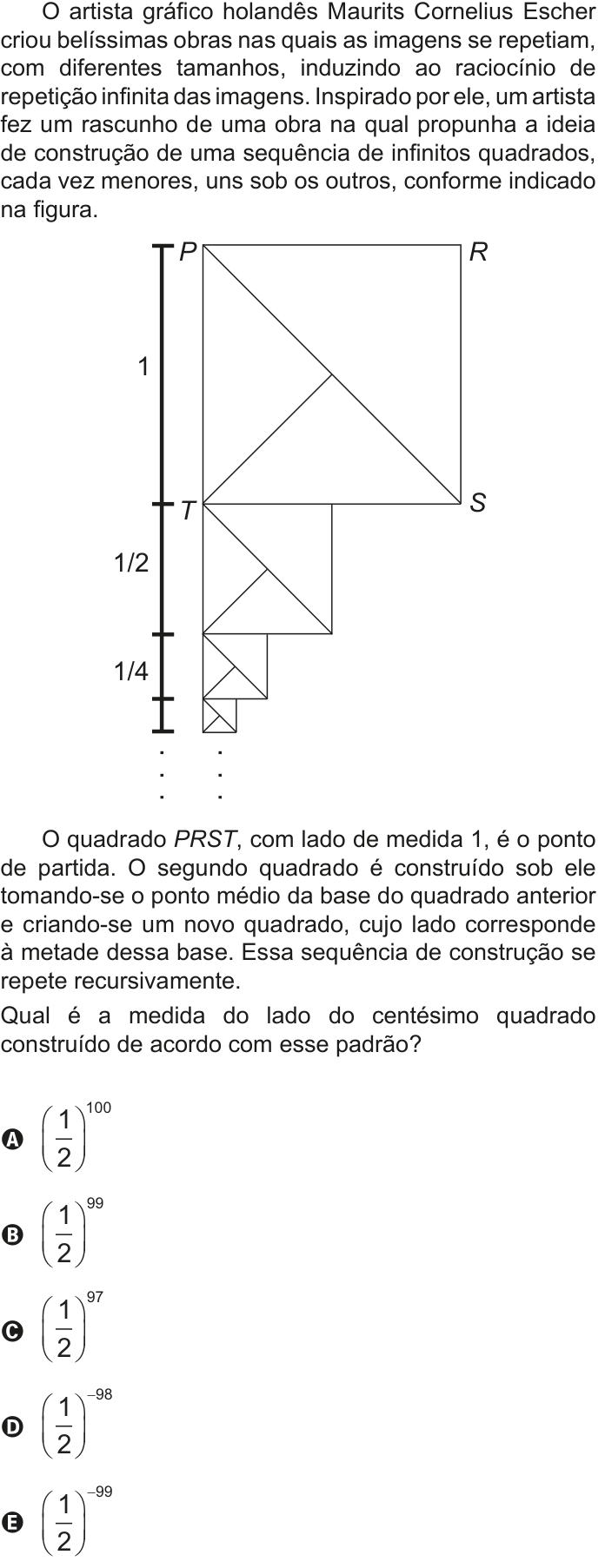 Questão 155 no caderno Azul do ENEM 2020