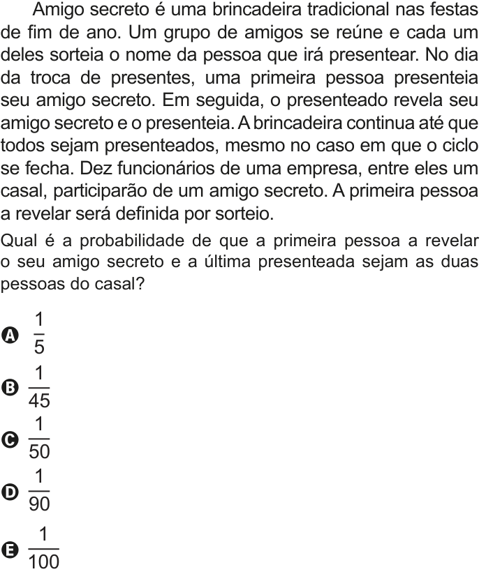 Questão 157 no caderno Azul do ENEM 2020