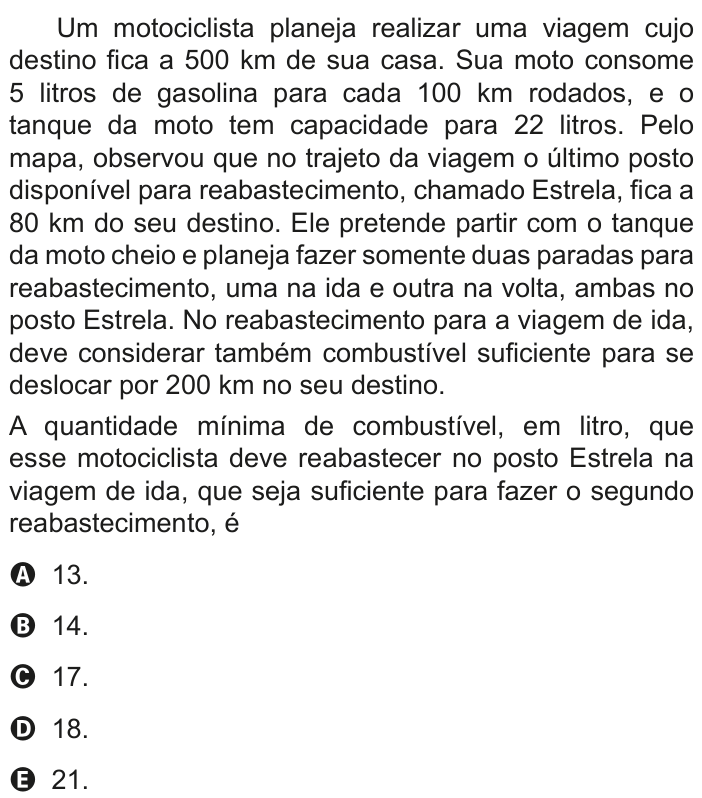 Questão 160 no caderno Azul do ENEM 2020