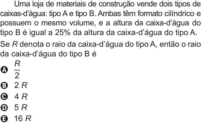Questão 161 no caderno Azul do ENEM 2020