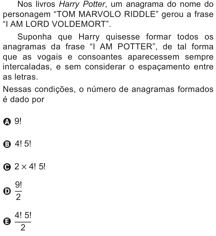 Questão 163 no caderno Azul do ENEM 2020