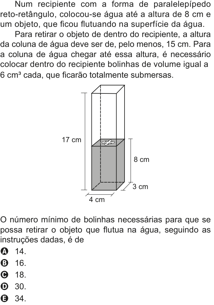 Questão 168 no caderno Azul do ENEM 2020