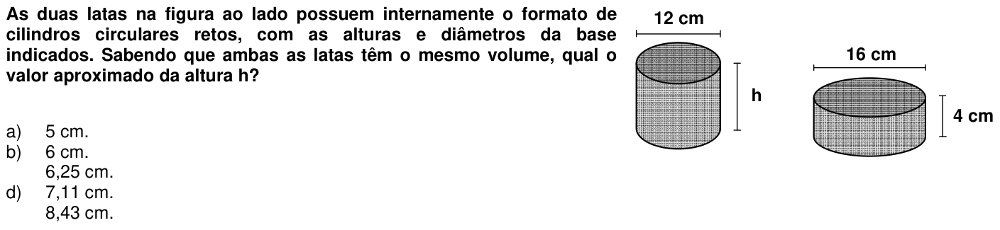 Questão 4 no caderno 1ª fase da UFPR 2012