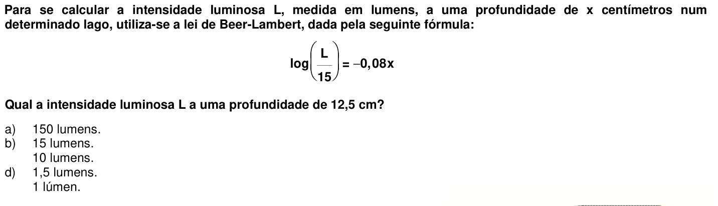 Questão 8 no caderno 1ª fase da UFPR 2012