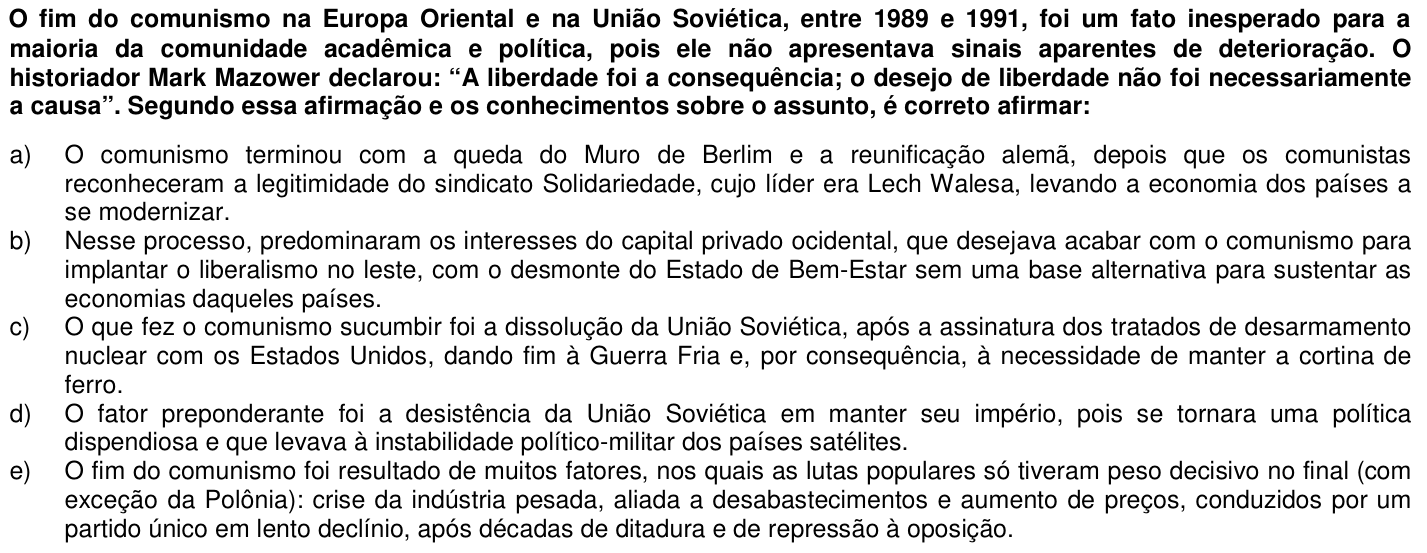 Questão 16 no caderno 1ª fase da UFPR 2012