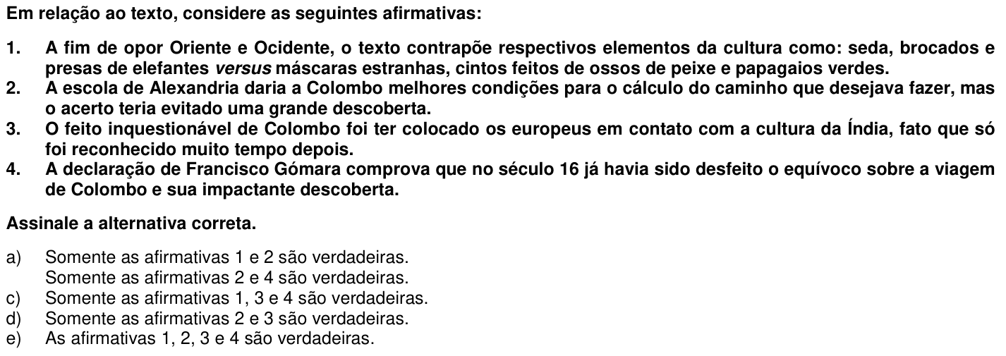 Questão 29 no caderno 1ª fase da UFPR 2012