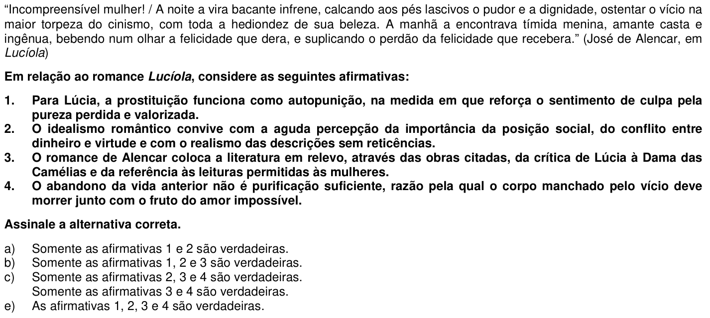 Questão 42 no caderno 1ª fase da UFPR 2012